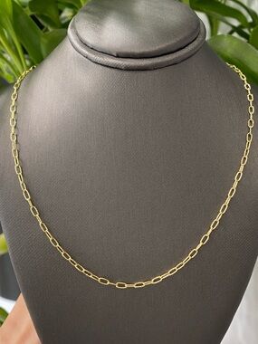 14K Yellow Gold Diamond Cut Paperclip Chain